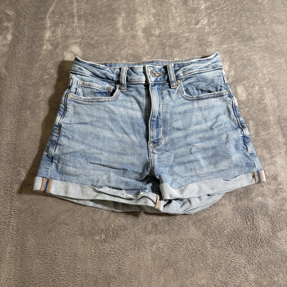 American Eagle Denim Shorts Women Sz 2 Mom Jean Short Retro Blue